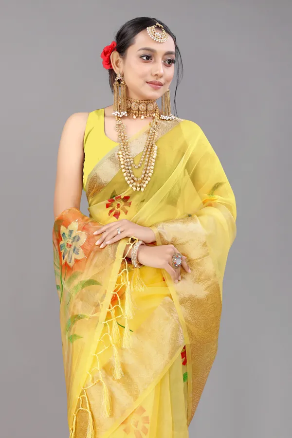 YELLOW_WOVEN_WORK_ORGANZA_SAREE